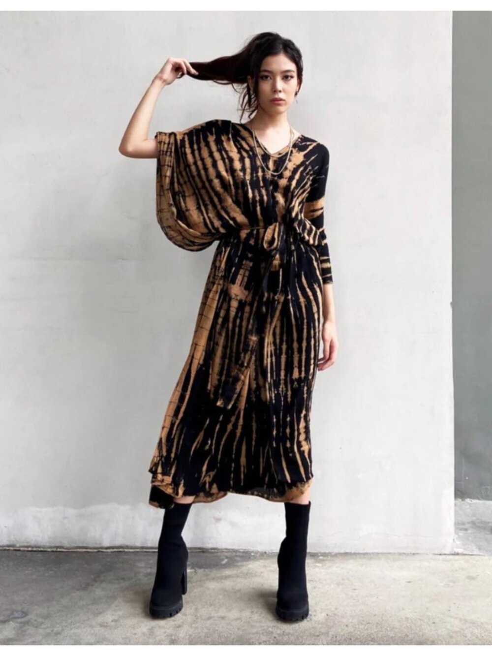Coco De Chom Black Coffee Zen Tie Dye Kaftan sz OS